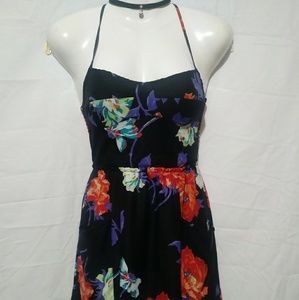 Floral spaghetti strap bustier bodice summer dress